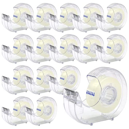 OWLKELA Clear Tapes and Refillable Dispensers 16 Pack, 0.7" x 28 yds per roll, Transparent Tape Refills, Office Tape with Dispenser for Home, School - size: 16 Pcs