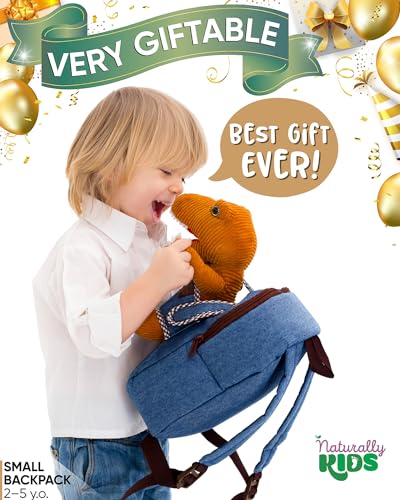 Naturally KIDS Toddler Backpack w Dinosaur Toys for Kids 2-4, 2 Year Old Boy Birthday Gift, 3 Year Old Boy Gift Girl, Toddler Dinosaur Toy - color: 01 Dinosaur, style: Small