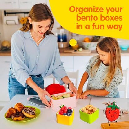 IELEK Silicone Bento Lunch Box Dividers Reusable Bento Box Containers Bundle Accessories- Non-Toxic, BPA Free, Dishwasher Safe - color: Rectangle(Blue+Green)+Square(Purple+Yellow+Red+Orange)