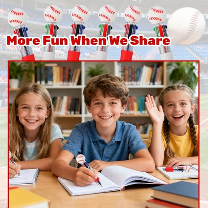 24 Pcs Baseball Party Favors Baseball Multicolor Pen in One 4-in-1 Cute Fun Pens Bulk Kawaii Ballpoint Pen for Sports Goodie Bags Stuffers (Baseball) - style: Baseball