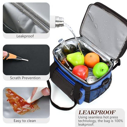 LOKASS Lunch Box for Women/Men-16L-Insulated Lunch Bag, Expandable Double-layer Leakproof Cooler Bag with Upgrade Adjustable Shoulder Strap Ideal for Work/Travel/Picnics（Sapphire Blue） - color: Sapphire Blue