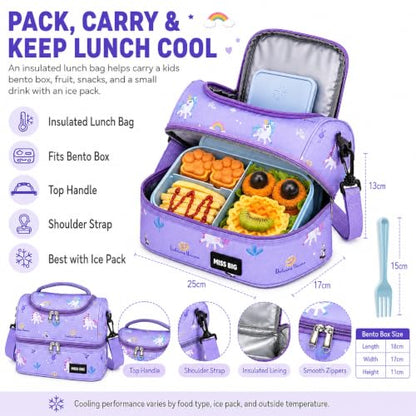 MISS BIG® Kids Bento Lunch Box, 1150ml 3 Compartments, Blue | Blue kids bento lunch box for school, daycare, and snack time - color: Blue, size: 1150ml