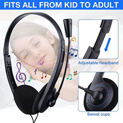 Yunsailing 30 Pack Classroom Headphones with Microphone Headphones Bulk Class Set Lightweight Adjustable Earphones on Ear with 3.5 mm Jack(Black,Plastic Stem) - color: Black, style: Plastic Stem