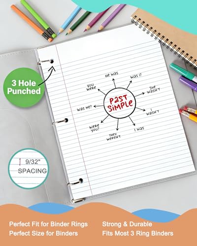 WritePads College Ruled Loose Leaf Paper, 600 Sheets Bulk Notebook Paper, 8"x10-1/2" 3 Hole Punched Filler Paper, Fits Standard 3-Ring Binder, 65lb Thick Paper, Made in USA - color: College Ruled Filler Paper, size: 4 Pack (600 Sheets)