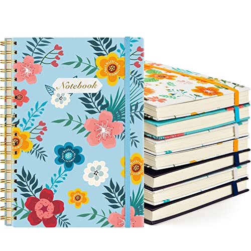 Coopay 8 Pack B5 Spiral Notebook Journal for Women, College Ruled Composition Notebooks Hardcover Spiral Journal, Cute Blooming Floral, Office School Business Supplies, 10.2" x 7.5", 160 Page - color: 8pcs, size: B5