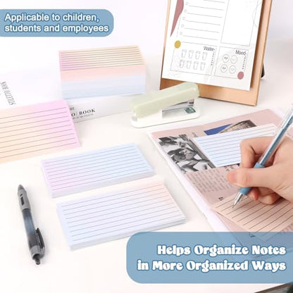 100 Pack Ruled Index Cards 3x5 Gradient Colored Index Cards Heavy Weight Note Cards 180gsm Flashcards Double Sided Notecards Lined Recipe Cards for Studying Drawing