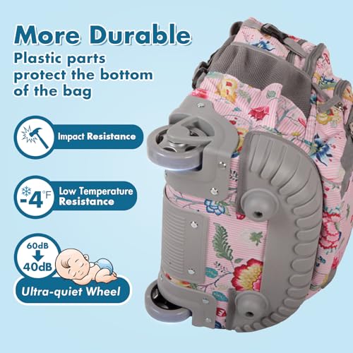 Tilami Rolling Backpack for Kids 18 inch Boys and Girls Laptop Backpack,Pink Stripes - color: Pink Stripes