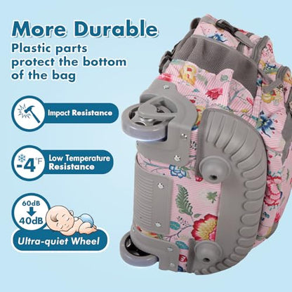 Tilami Rolling Backpack for Kids 18 inch Boys and Girls Laptop Backpack,Pink Stripes - color: Pink Stripes