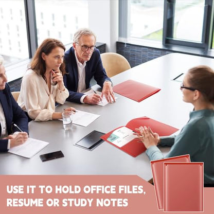 Henoyso 36 Pack Red Plastic Folders with Clear Front Pockets Heavy Duty File Folders with 2 Pockets and Card Slot for Student Communication School Office Presentation Report - color: Red