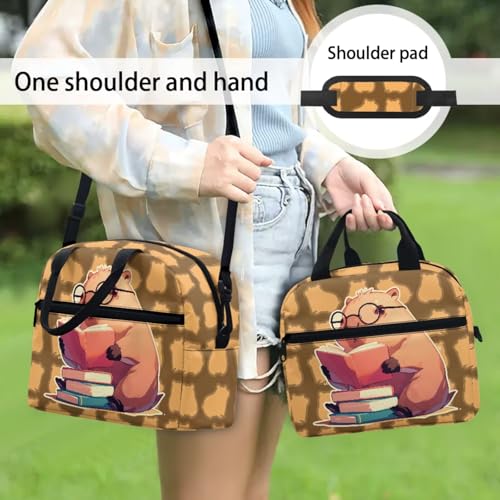 Cute Capybara 3PCS Kids Backpacks, 17 Inch Teen School Bookbag with Lunch Bag Pencil Case 3 in 1 Lightweight Daypacks for Middle High School Students - color: Cute Capybara