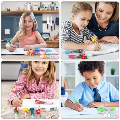 CZWZ 20Pcs Mini Multicolor Pens in One 4-in-1 Cute Pens Bulk for Kids, Fun Kawaii Ballpoint Pens for Birthdays and Children's Party Favors Gifts Teacher School Supplies - style: 20Pcs
