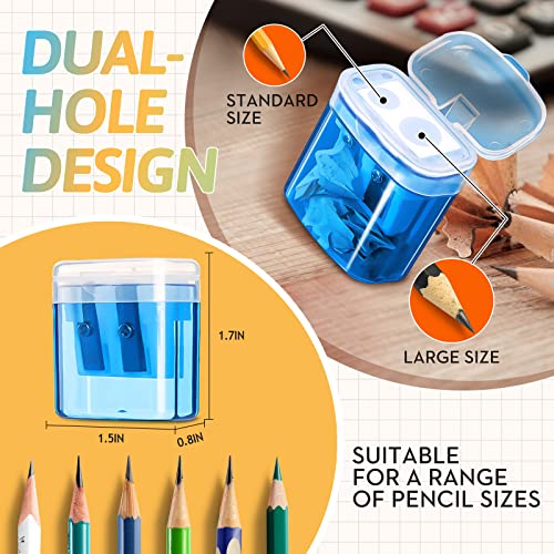 Shemira 60 Pack Pencil Sharpeners Bulk, Manual Pencil Sharpener for Kids, Double Hole Handheld Portable Pencil Sharpener, Great for School Classroom Supplies, Office, Home, 4 Colors