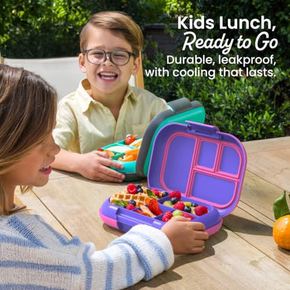 Bentgo Chill Kids Leakproof Lunch Box - 4-Compartment Bento Box with Built-In Ice Pack, 3.3 Cup Capacity, BPA-Free, Microwave & Dishwasher Safe Tray, Ages 3–7 (Electric Violet) - color: Electric Violet