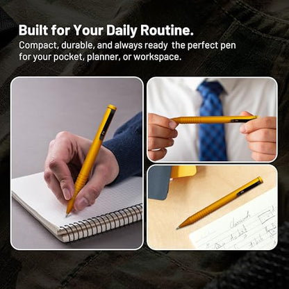 Everyman Amber Super Matte Mini Twist Gel Pen | Compact Refillable 0.7mm Gel Pen with Twist Mechanism | Durable Metal EDC Writing Tool for Travel, Office, Work & Gifting - color: Amber, style: Mini Twist