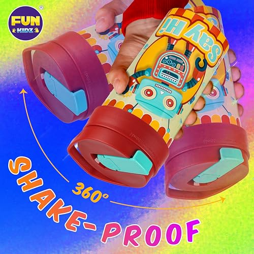 17oz Robot Kids Water Bottle, Toddler Spout Cover and Carry Handle Design Lid Leak Proof BPA free Cup for Boys Ages 3+ Dishwasher Safe for Sports School Travel with Silicon Straw