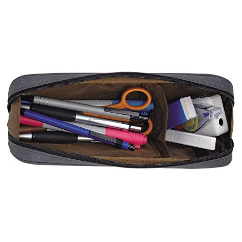 LIHIT LAB Large Capacity Zipper Long Pencil Case For School Office College, Big Capacity Pencil Bag Holder Adults Teen Boys Girls, Travel Cosmetics Storage, Black (A7552-24) - color: Black