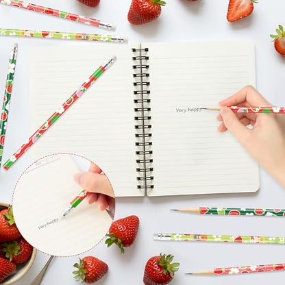 Xqumoi 60Pcs Strawberry Pencils with Eraser - Cute Fruit Theme #2 HB Pencils, School Classroom Student Rewards Back to School Office Supply Party Goodie Bag Fillers Stuffers Birthday Party Favors - style: Strawberry