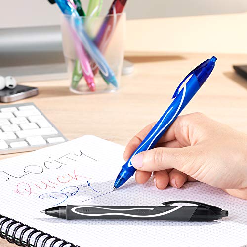 BIC Gel-Ocity Quick Dry Gel Pens, Medium Point Retractable (0.7mm), Black Ink Gel Pen, 12-Count- Pack of 18 - color: Black, size: 12 Count (Pack of 18)