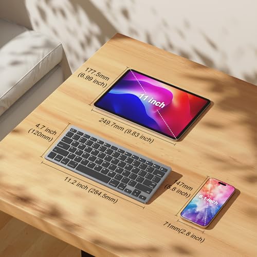 OMOTON Ultra-Slim Bluetooth Keyboard for iPad 11th/10th/9th/8th/7th, iPad Pro/Air/Mini and iPhone Series, Wireless iOS Keyboard with 12 Multimedia Keys for Office, Home, Travel, School, Black Grey - color: Black Grey