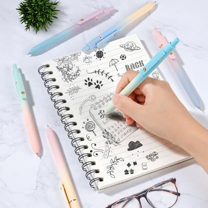 FIOVER Gel Pens, 6 Pcs 0.7mm Comfort Grip Quick Dry Black Ink Pens Fine Point Smooth Writing Pens, Cute Office Back to School Supplies Gifts for Women (6PCS Gradient Black Ink) - color: 6PCS Gradient Black Ink