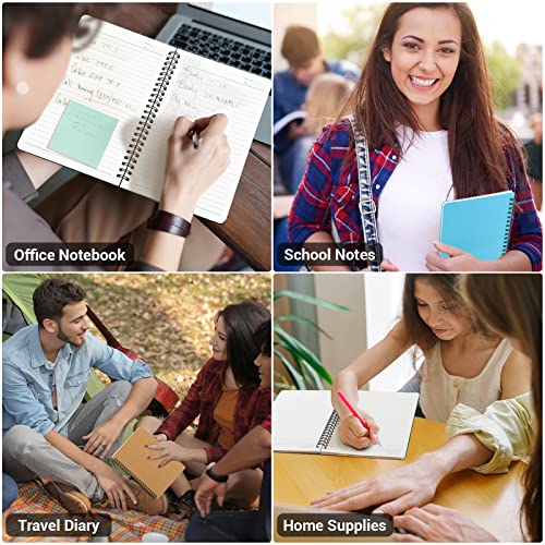 EUSOAR Hardcover College Ruled Spiral Notebooks, A5 3Packs 5.5"x8.3" 120 Pages Lined Travel Writing Subject Notebooks Journal, Memo Notepad Sketchbook, School Office Business Diary Journal - color: Black, Blue, Kraft, size: 3 Packs