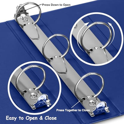 COMIX 3 Ring Binder 1.5 inch with Clear View Cover, 1.5" View Binder Holds 300 Sheets of US Letter Size Paper, 6 Pack (Dark Blue) - color: Blue, size: 1.5 inch, style: 6-Pack