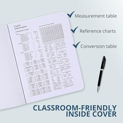 ROARING SPRING Hard Cover Composition Notebook, Green Marble Comp Book, 9.75″ x 7.5″, 5x5 Grid Graph Ruled, 100 Sheets (200 Pages)