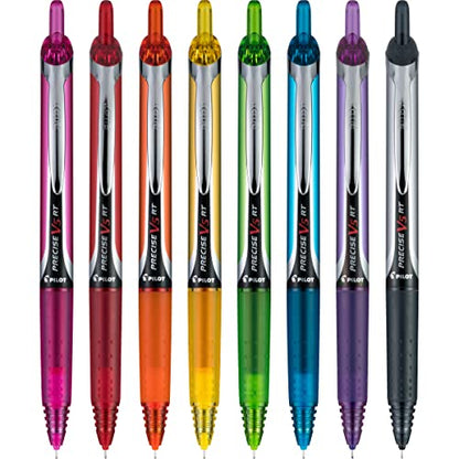 Pilot Precise V5 RT Refillable & Retractable Rolling Ball Pens, Extra Fine Point Pens, 0.5 mm, Vibrant, Pack of 8 - Ideal for School, Journaling & Office Writing - color: Vibrant 8