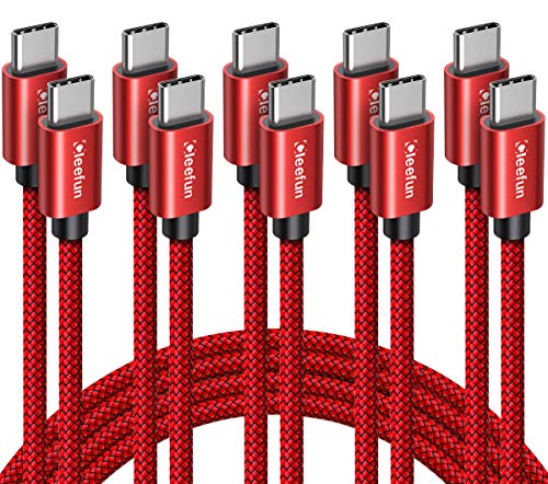 CLEEFUN USB C to USB C Cable 60W, USBC to USBC, [5-Pack, 3 ft] Type C to C Charger Cord Fast Charging for iPhone 16 15 Pro Max/Plus, for iPad/MacBook Pro/Air, for Samsung Galaxy S25 S24 S23 - color: Red, size: 3ft+3ft+3ft+3ft+3ft
