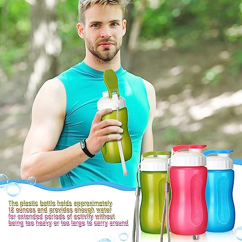 Domensi 36 Pack 12 oz Kids Plastic Water Bottles Reusable Plastic Sports Water Bottles Wide Mouth Leak Proof Lightweight for Boys Girls Child Toddler to School Travel Camping, DIY Gift