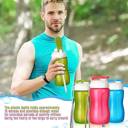Domensi 36 Pack 12 oz Kids Plastic Water Bottles Reusable Plastic Sports Water Bottles Wide Mouth Leak Proof Lightweight for Boys Girls Child Toddler to School Travel Camping, DIY Gift