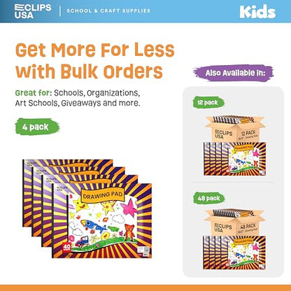 Sketch Book for Kids, Drawing Pad for Kids, Drawing Paper, Sketch Pad for Kid, Sketchbook for Kid (9 x 12, 40 Sheets) (4) - size: 4 Pack