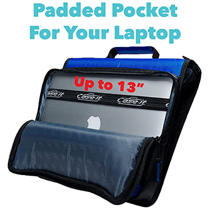 Case-it Universal Zipper Binder | 2-Inch O-Rings, 13-Inch Laptop/Tablet Padded Pocket, 400 Sheet Capacity, Multiple Storage Pockets & Shoulder Strap | School & Office Organizer | LT-007 Purple