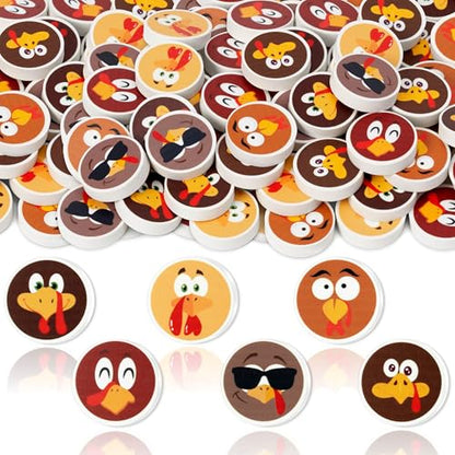 60Pcs Thanksgiving Mini Erasers Bulk Cute Cartoon Turkey Pencil Erasers 3D Assorted Novelty Stationery for Student Classroom Prizes Homework Rewards Autumn Party Goodies Filling Supplies - style: Thanksgiving Turkey