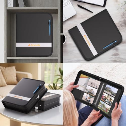 DocSafe 3 Ring Binder with Zipper,Fireproof 2 Inch Round Ring Binder with 2 Interior Pockets,PVC-Free,Portable School Office Home Safe Storage for Letter Size 8.5'' x 11'' Paper Photos Cards Black - size: 2 Inch