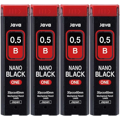 JVPEN Mechanical Pencil Refills, 0.5mm B Nano Black Lead, Smooth Writing, Break-Resistant, Office & School Supplies, 4-Pack, 30pcs - style: 0.5mm NANOBLACK_B_4pack