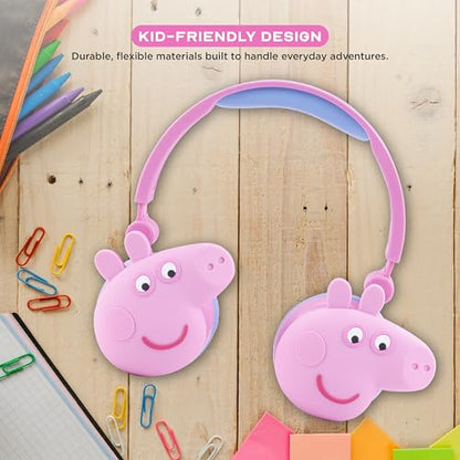 Peppa Pig - Kids Bluetooth Headphones, Wireless & Wired Over-Ear Headphones with Safe Volume, Adjustable Headband, Rechargeable Battery & Stereo Sound – Perfect for School, Home, & Travel - color: Peppa Pig