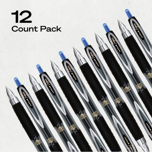 uniball™ 207 Gel Pens, Blue Ink, 0.5mm Micro Point, Retractable, 12 Count, Smooth Writing, Fraud-Resistant, uni Super Ink™ - color: Blue, size: 12 Count (1 Pack), style: Micro