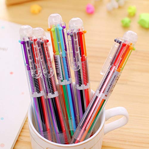 Hutou 6 Pack 0.5mm 6-in-1 Multicolor Ballpoint Pens, Kids Party Favors Pen | Retractable Pens for Office School Supplies Students Children Gift