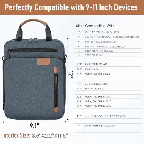 9-11 Inch Tablet Sleeve Bag, Padded Protective Travel Carrying Case for iPad A16 2025, iPad Air M4 11-inch 2026 M3 M2, iPad Pro M5/M4 11 inch, iPad 10/9/8/7th, Galaxy Tab A9+/S9/S8 11" - color: Blue, size: 9-11 Inch