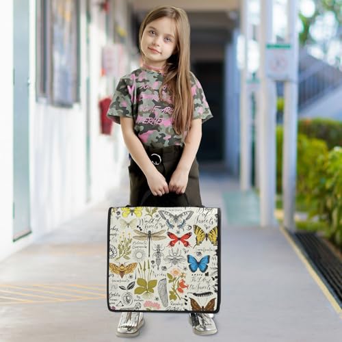 Personalized Butterfly 3 D-Ring Binder Bag Zipper Organizer | Multi-Pocket with Handle and Detachable Shoulder Strap Holds 500 Sheets for School Office Supplies - color: Dhb-103