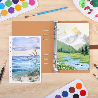 Prudiut 30 Sheets Watercolor Sketchbook, 140 lb/300 GSM Watercolor Journal Cold Press Paper for Painting, Drawing, Mixed Media(9.1x6.3 in, Brown) - color: Brown