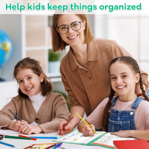 Henoyso 48 Pcs Green School and Home 2 Pocket Folders with 4 Clear Inner Pockets Plastic Heavy Duty Homework Folders Parent Teacher Communication for Student Home Office Classroom,11 x 9 Inch - color: Green