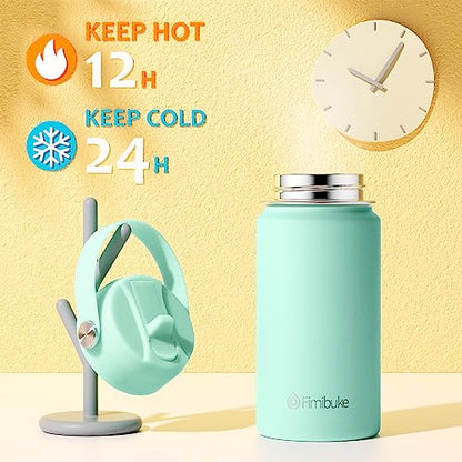 Fimibuke Kids Insulated Water Bottle, 14oz BPA FREE 18/8 Stainless Steel Travel Tumbler Double Wall Vacuum Leak Proof Kids Cup with Straw Metal Water Bottle for School Boys Girls(1 Pack, Mint) - color: B13. Mint