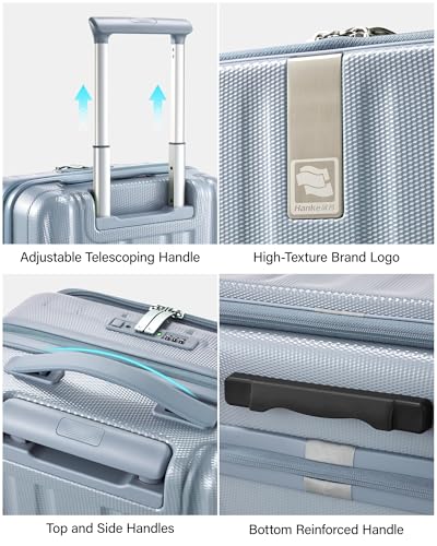 Hanke 24 Inch Expandable Luggage Top Opening Checked Bag Luggage Hard Shell Suitcases with Wheels Lightweight Travel Luggage Medium Suitcase with Lock for Woman Men-Grey - color: Grey, size: 24 Inch Expandable