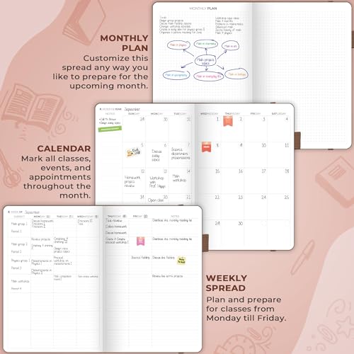 Clever Fox Teacher Planner, School & Homeschool Book, B5 Size Terracotta | Undated, 7x10, lay-flat binding, heavy-duty hardcover, teacher lesson weekly & daily planner, homeschool supplies - color: Dark Terracotta, size: Smaller than A4 (7″ x 10″)