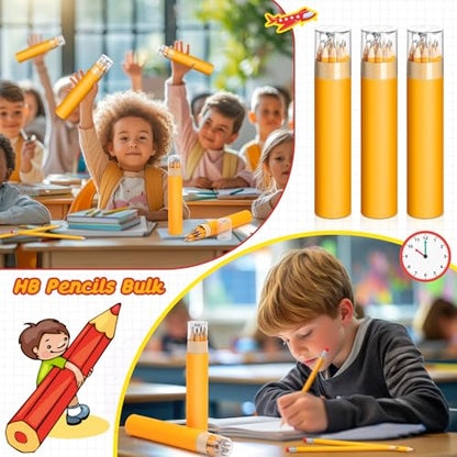 24 Pack Presharpened Pencils Bulk in Tube with Sharpener and Eraser, #2 HB Yellow Wood-cased Pencils Gift for Christmas Holiday Supplies Prize Party Favor