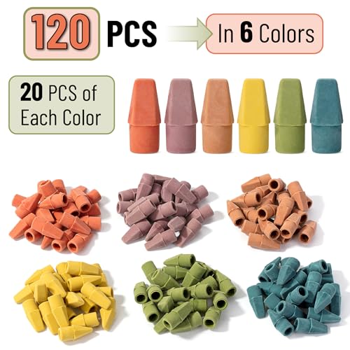 Mr. Pen- Pencil Top Erasers, 120 Pack, Folk Festival Colors | Latex-Free & No Smudge Pencil Eraser Tops - color: Folk Festival, size: 120 Pack