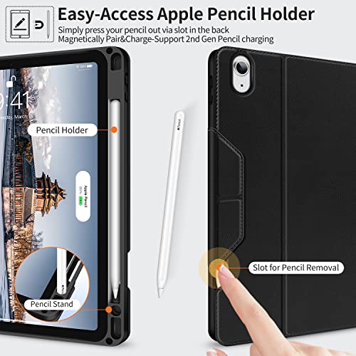 H HOLIMET Case for iPad Air 11" 2026 M4/M3 (2025)/ M2 (2024)/ iPad Air 4th & 5th Generation10.9 Inch 2022/2020 Soft Back Shockproof Protective Cover with Pencil Holder Vegan Leather Auto Sleep/Wake - color: Black 2nd