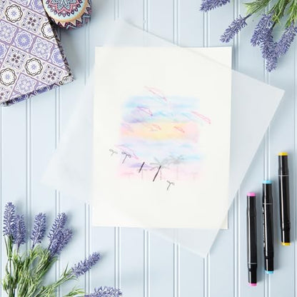 Translucent Vellum Sheets - 100 Sheets, 12 x 12 in, White - 93gsm/63lb Tracing Paper for Drawing & Invitation Paper - Transparent Craft Overlays - size: 12 x 12 inches